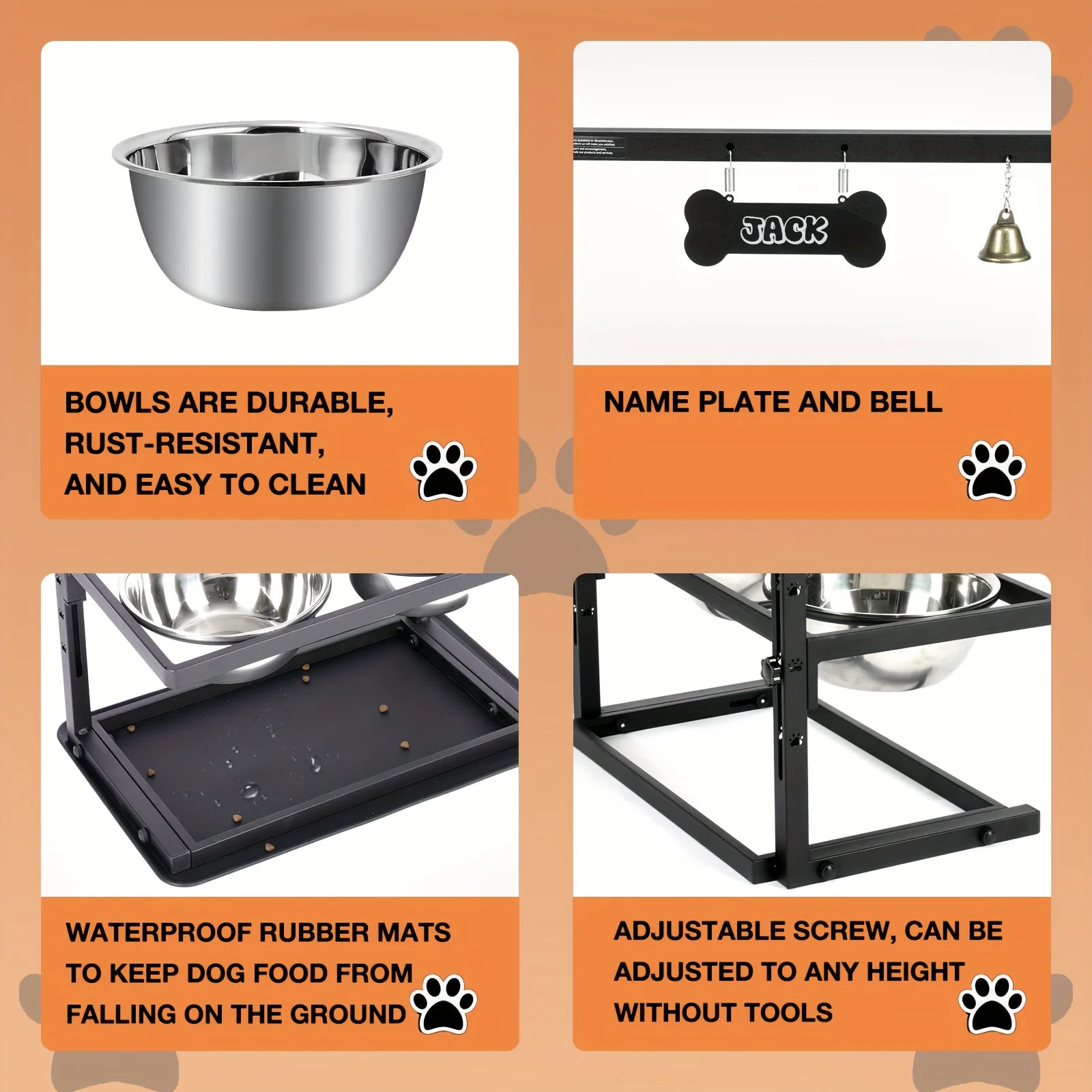 Adjustable Elevated Dog Bowl Raised Dog Bowl Rack for Large and Medium Dogs Dog Bowls Are Elevated with Two Dog Food Bowls