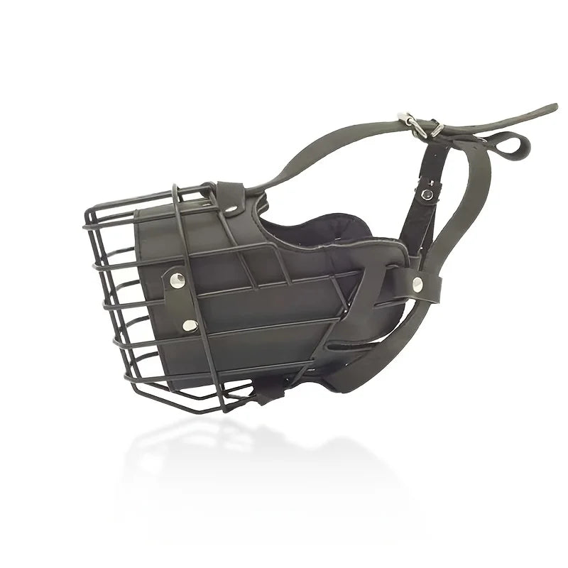 Stainless Steel Adjustable Dog Muzzle Cage - Breathable Anti-Bite Training Cover with Buckle for Medium/Large Dogs, Allows Drink