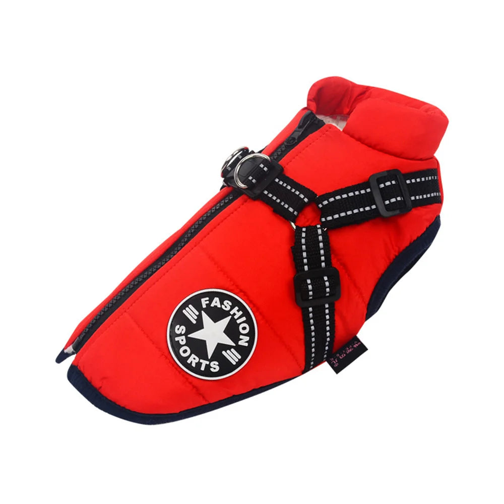 Waterproof Dog Jacket Vest with Reflective Harness Winter Pet Clothes for Small Medium Dogs Shiba Inu Doberman Outdoor Jackets