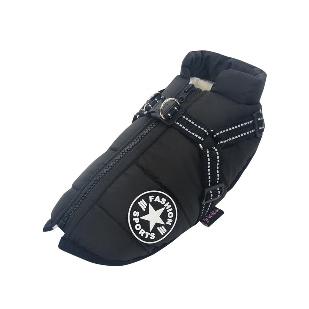 Waterproof Dog Jacket Vest with Reflective Harness Winter Pet Clothes for Small Medium Dogs Shiba Inu Doberman Outdoor Jackets
