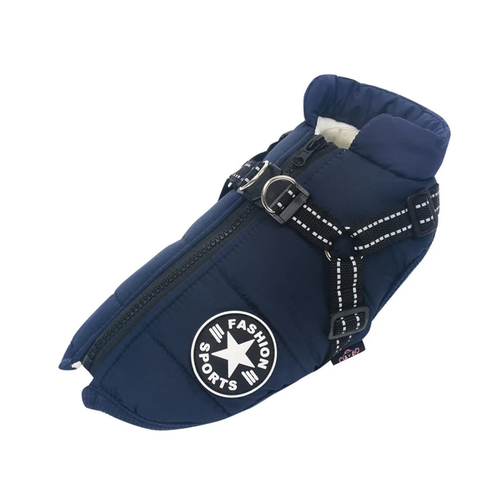Waterproof Dog Jacket Vest with Reflective Harness Winter Pet Clothes for Small Medium Dogs Shiba Inu Doberman Outdoor Jackets