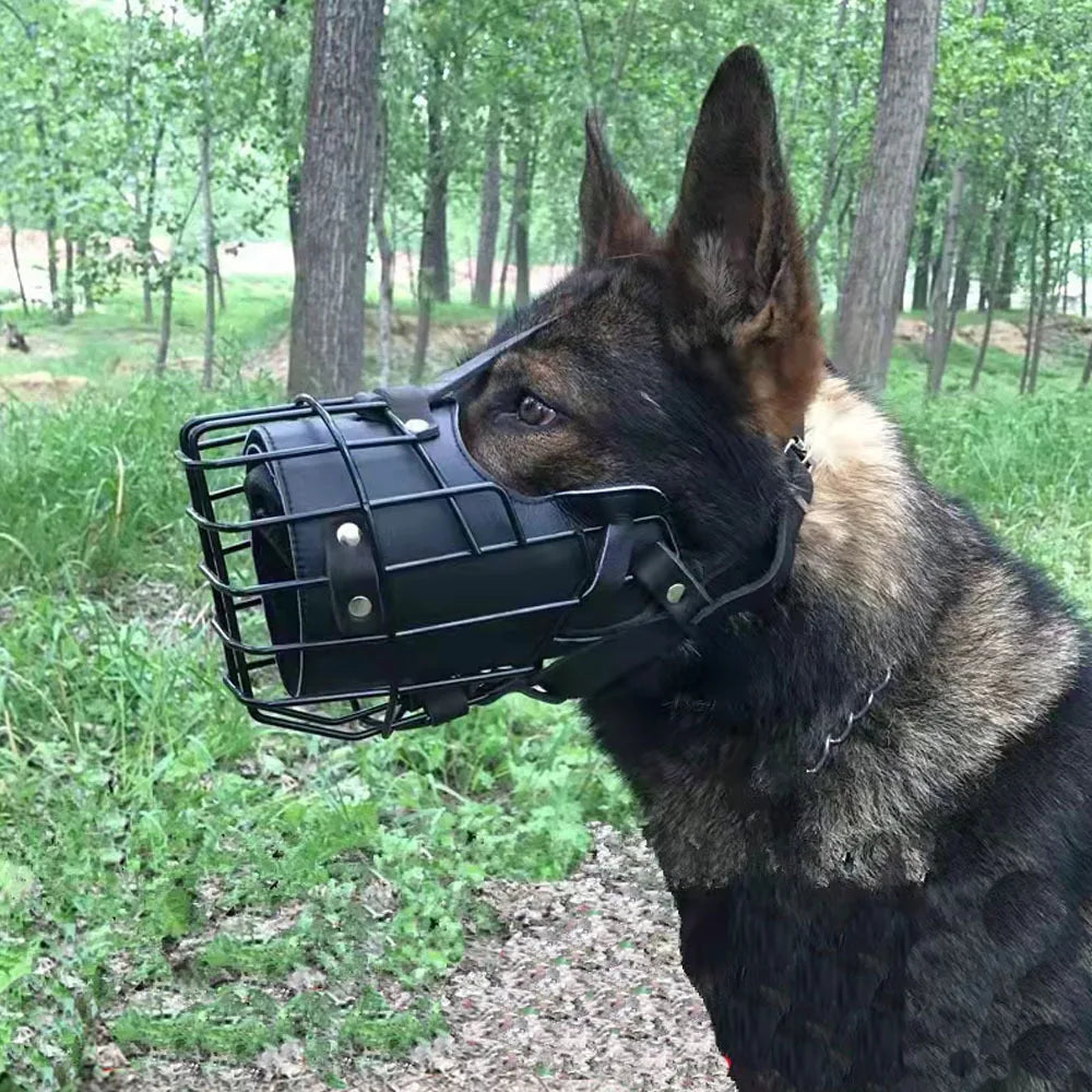 Stainless Steel Adjustable Dog Muzzle Cage - Breathable Anti-Bite Training Cover with Buckle for Medium/Large Dogs, Allows Drink