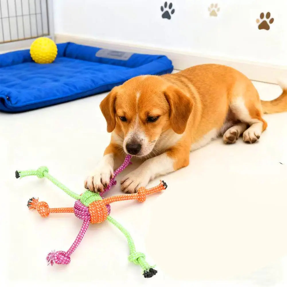 Dog Rope Toy Teeth Cleaning Pet Interactive Chewing Dog Toy Bite-Resistant Interactive Knot Toy For Pet Dogs