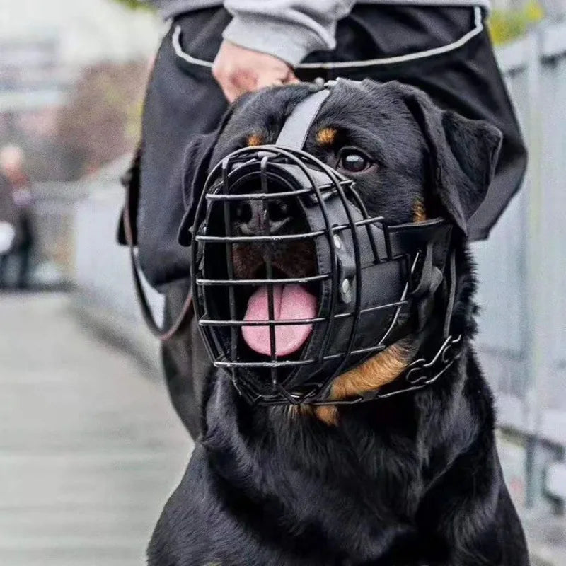 Stainless Steel Adjustable Dog Muzzle Cage - Breathable Anti-Bite Training Cover with Buckle for Medium/Large Dogs, Allows Drink