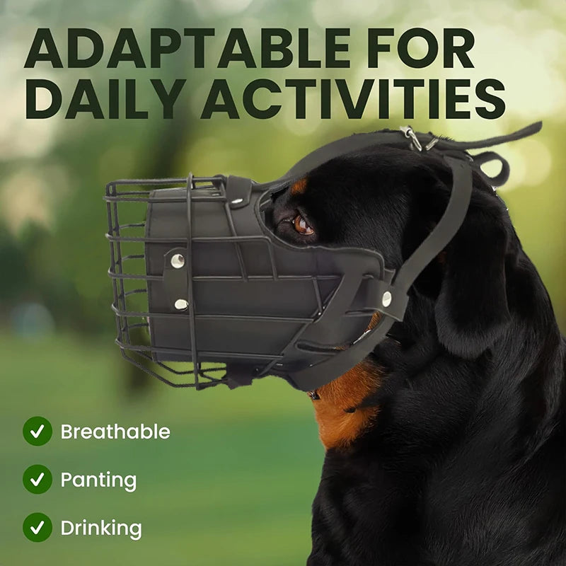 Stainless Steel Adjustable Dog Muzzle Cage - Breathable Anti-Bite Training Cover with Buckle for Medium/Large Dogs, Allows Drink